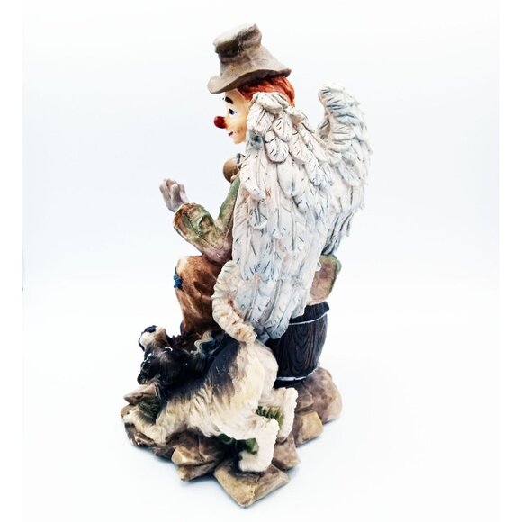Clown with Angel Wings with Trumpet & Dog 9 Inches Tall Vintage 1980s Ceramic - Picture 8 of 16